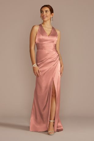 Charmeuse Keyhole Crisscross Back Bridesmaid Dress | David's Bridal